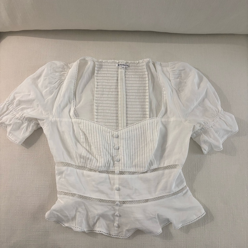 Reformation White Puff Sleeve Blouse
